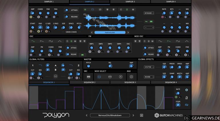 Glitchmachines Polygon 2: Hybrid Sampler mit dem Granular-Effekt