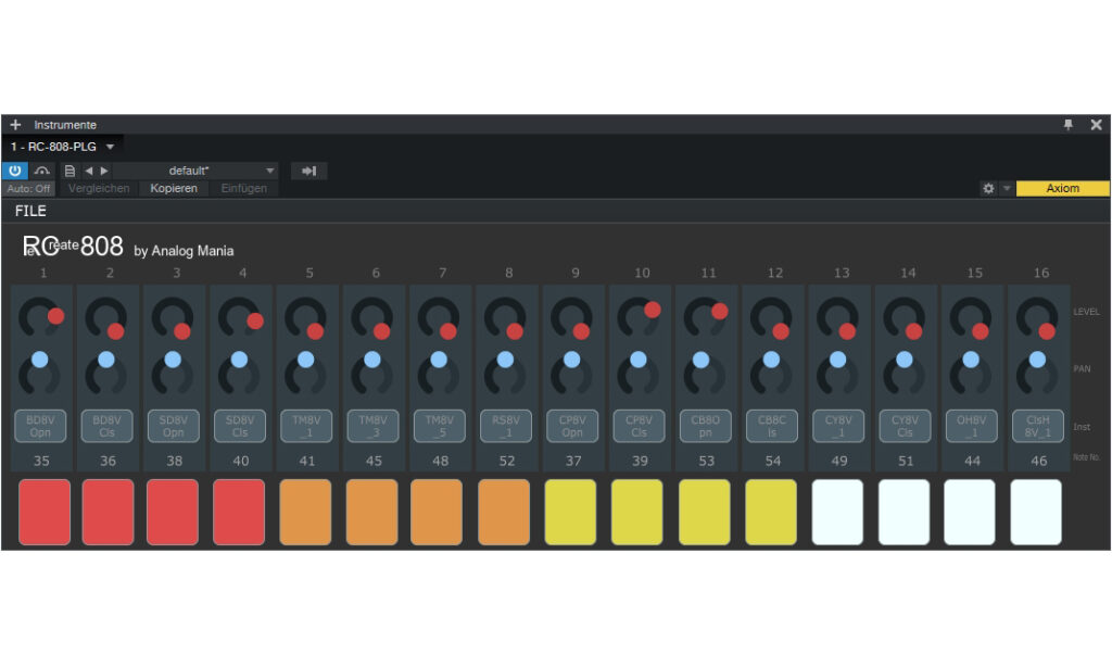 Das GUI von RC 808 PLG