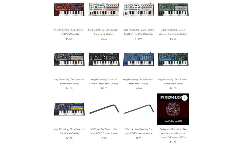 Neun unterschiedliche Farben und Motive hat Overlays.com für den MicroKorg Mod im Angebot. (Foto: Oversynth)