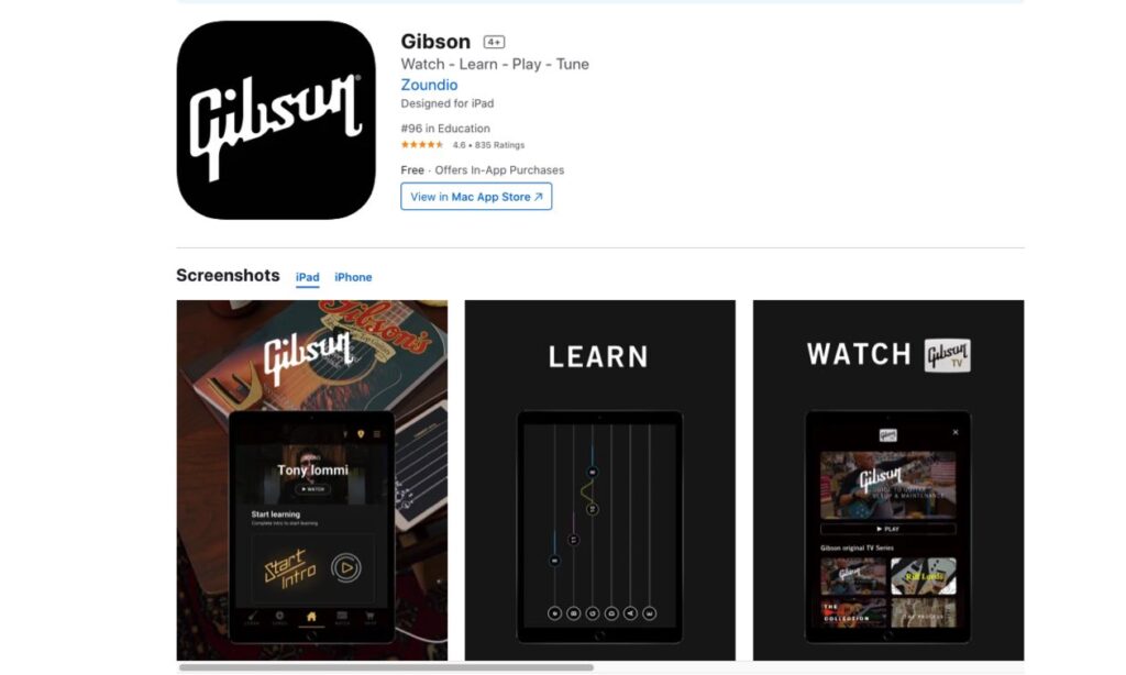 Gibson App im Apple App Store