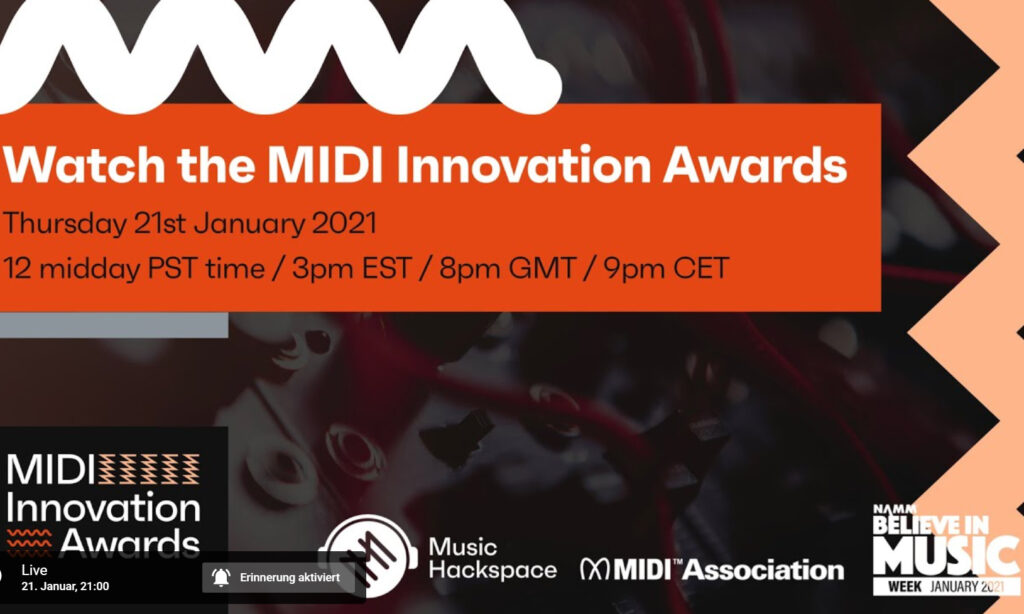 NAMM 2021: MIDI Innovation Awards 2021 (Quelle: YouTube)