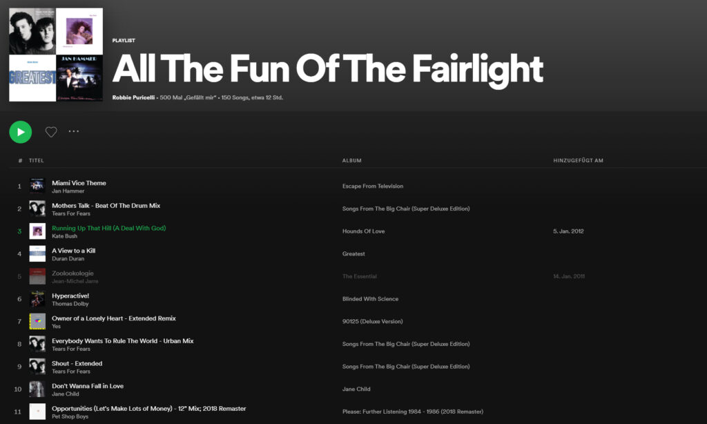 Fairlight Playlist auf Spotify