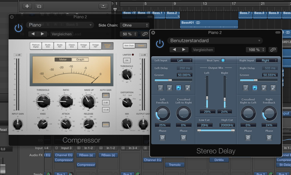 Pianospur Nr. 2 mit Kompressor und Stereo Delay