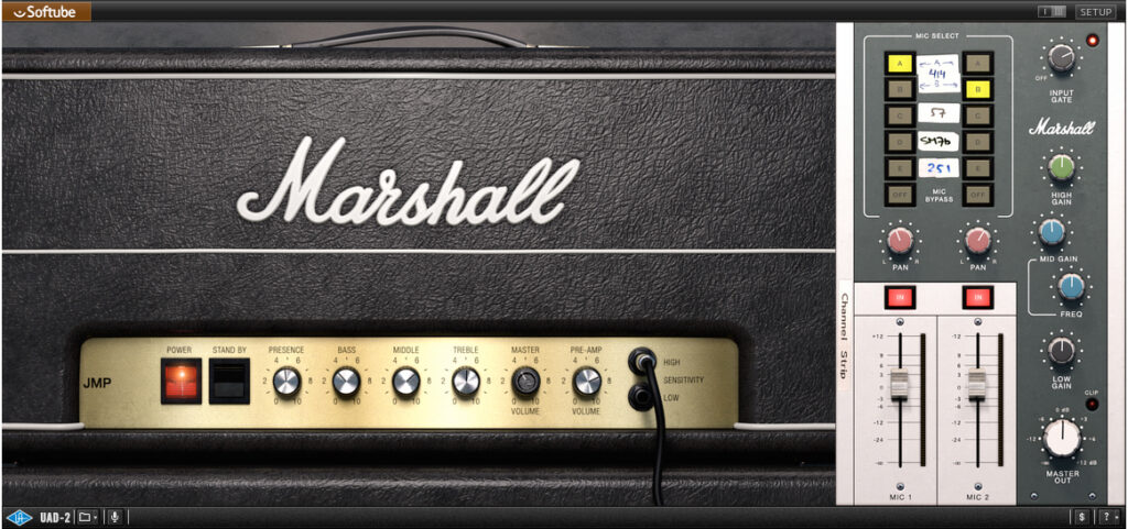 UAD Marshall JMP 2203: Mikrofon Sound-Setting, stereo