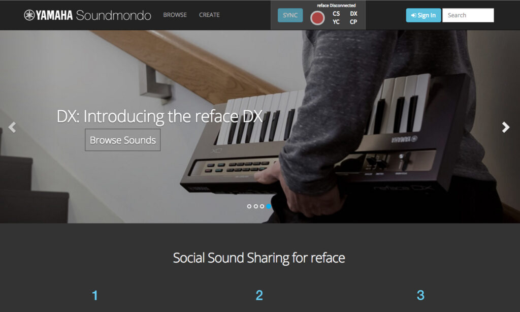 Yamaha Soundmondo zum Sichern und Teilen von reface-Presets ist jetzt online.