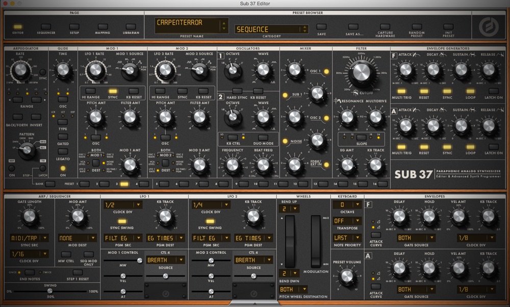 Moog Sub 37 Editor (Bild: zur Verfügung gestellt von Moog Music)