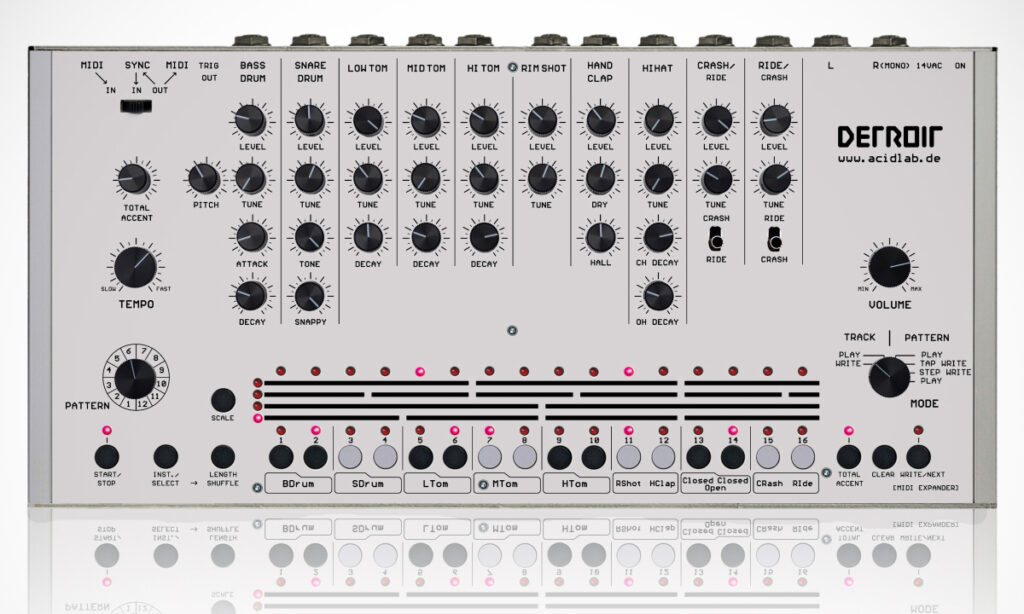 Die Acidlab Detroit basiert auf den Schaltungen der Roland TR-909. (Bild: zur Verfügung gestellt von Acidlab)