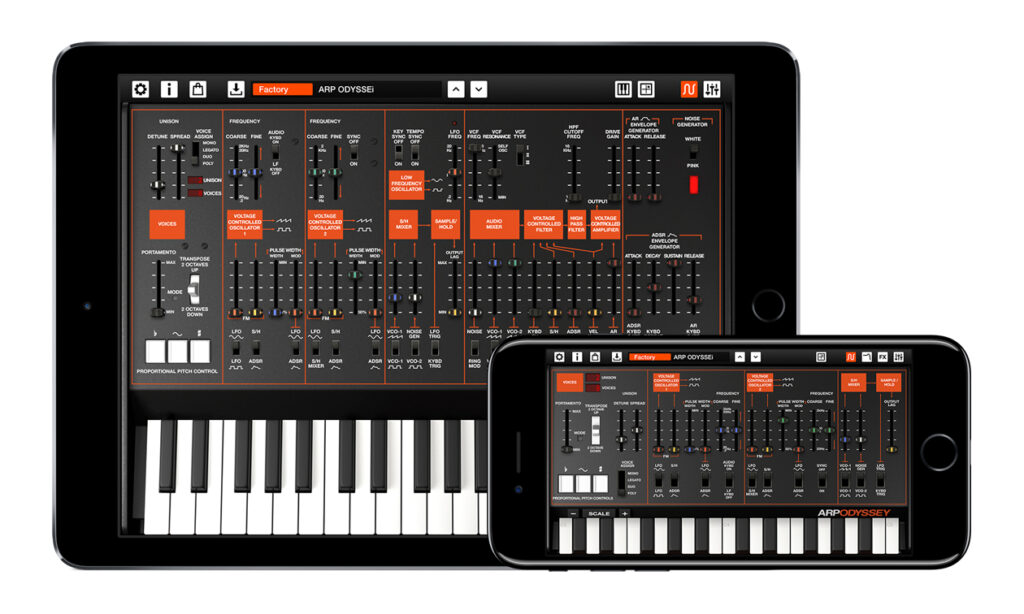 Den ARP Odyssey gibt es jetzt auch auf dem iPad und iPhone (Bild: zur Verfügung gestellt von Korg)