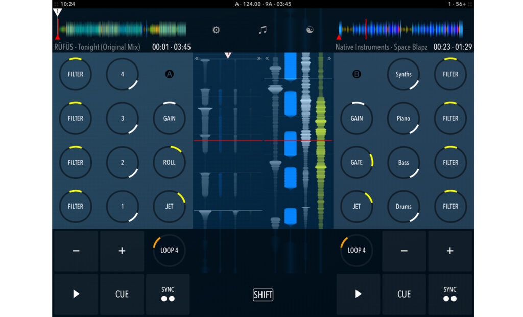 Classic Design mit Stem-View statt "Wheels". Links ein normaler Track, rechts eine Stem-Datei.