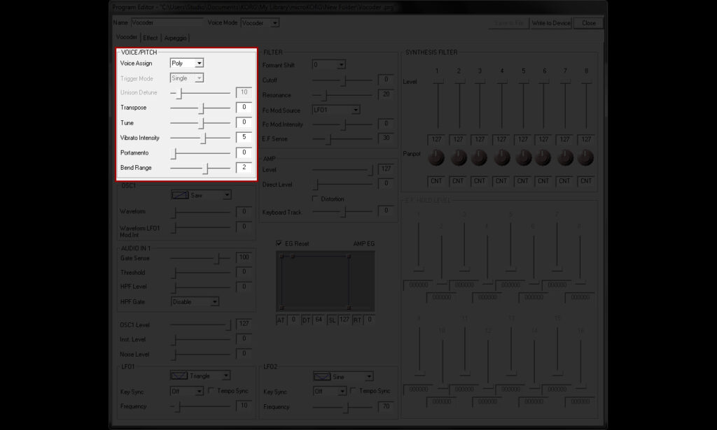 micoKORG - Vocoder - Vocoder - Voice/Pitch