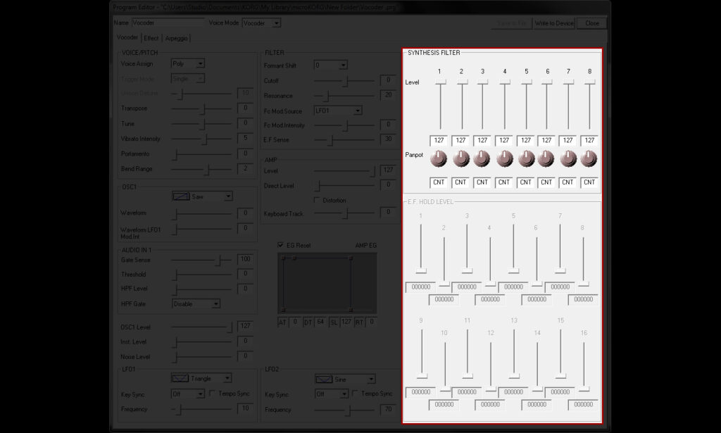 micoKORG - Vocoder - Vocoder - Synthesis Filter