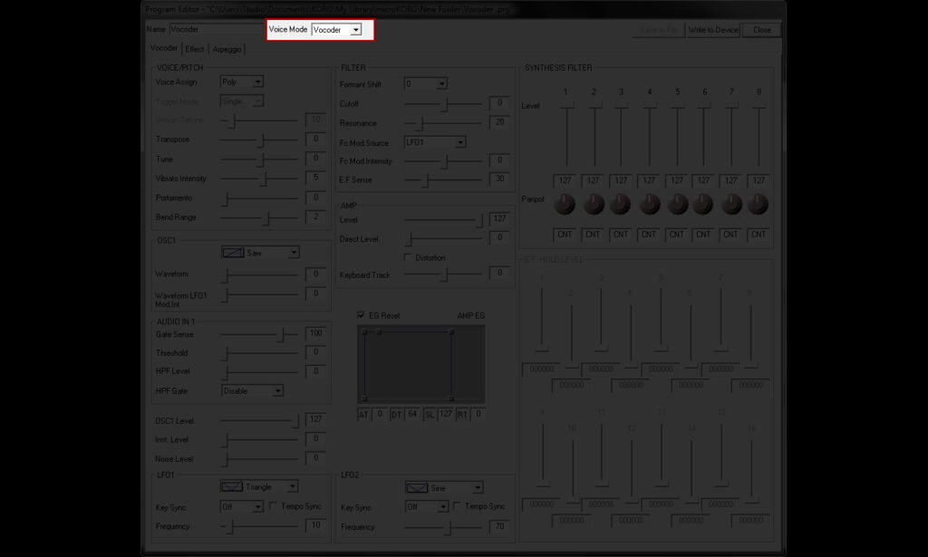 micoKORG - Vocoder - Voice Mode