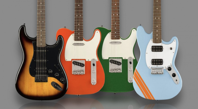 squier-fsr-bullet-competition-mustang-hss-stratocaster-and-classic-vibe-60s-custom-tele-768×424