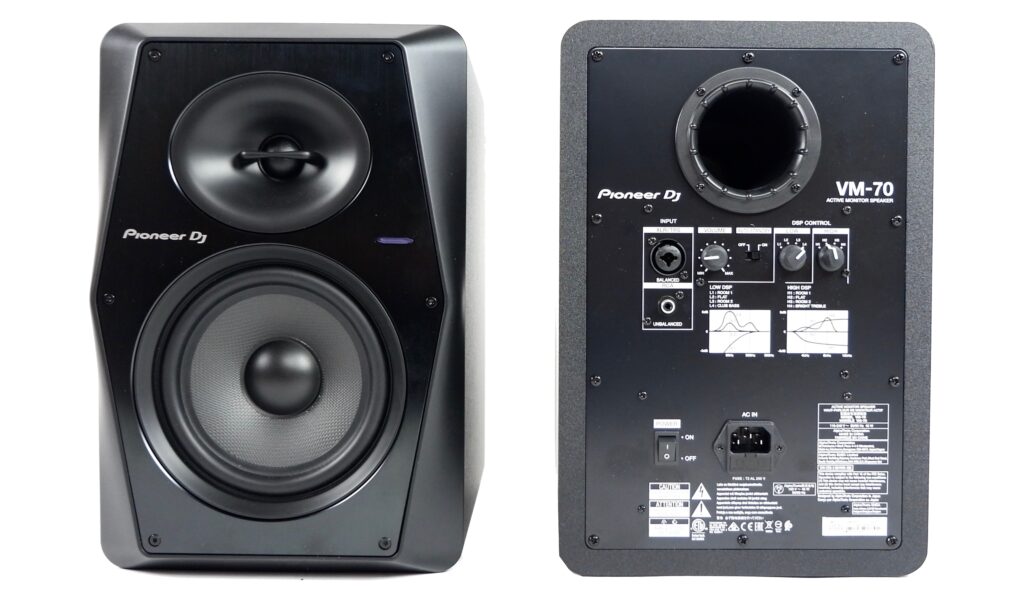 Die Vorder-und Rückseite des Pioneer DJ VM-70 Monitor Speakers