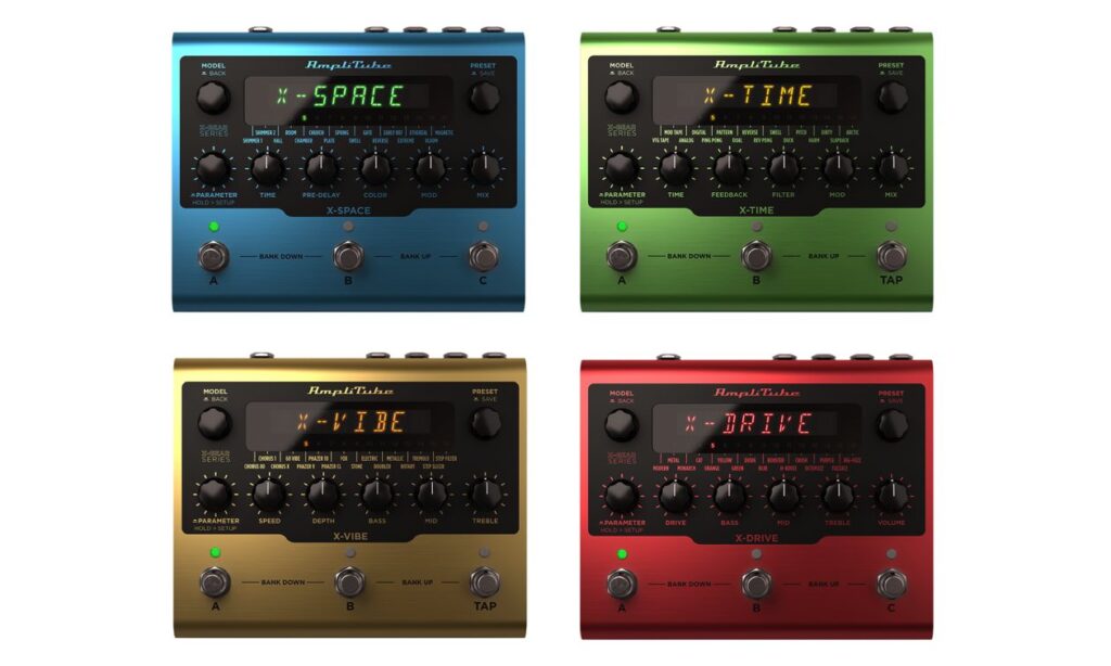 AmpliTube X-GEAR Effektpedale: X-SPACE, X-TIME, X-VIBE und X-DRIVE