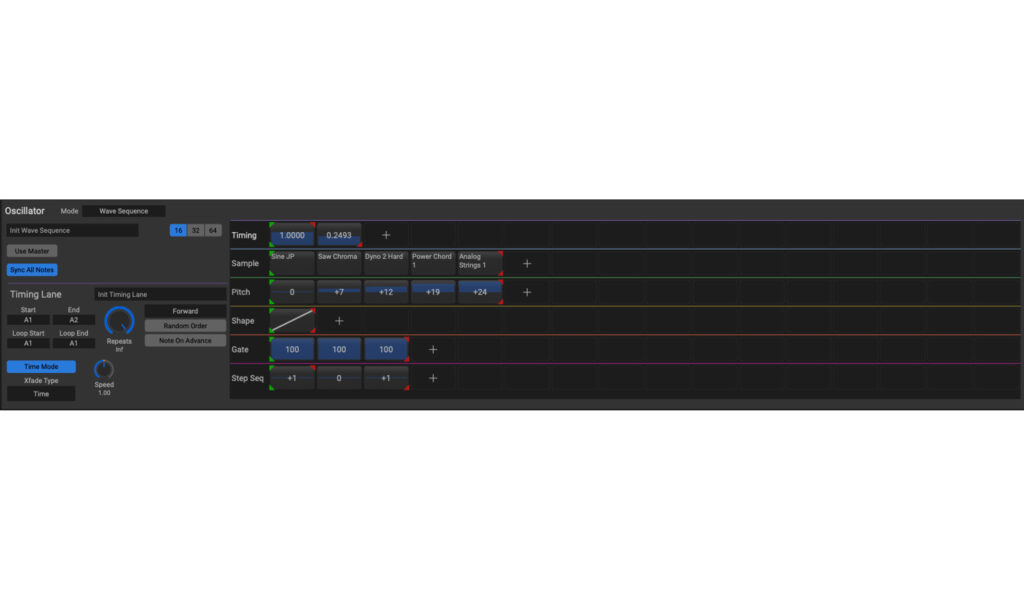 Während man am Synthesizer selbst eher „oberflächlich“ mit den WSEQ Lanes hantiert, verleitet der Editor zu einer ausführlichen Bearbeitung einzelner WSEQ-Schritte. (Screenshot: Matthias Sauer)