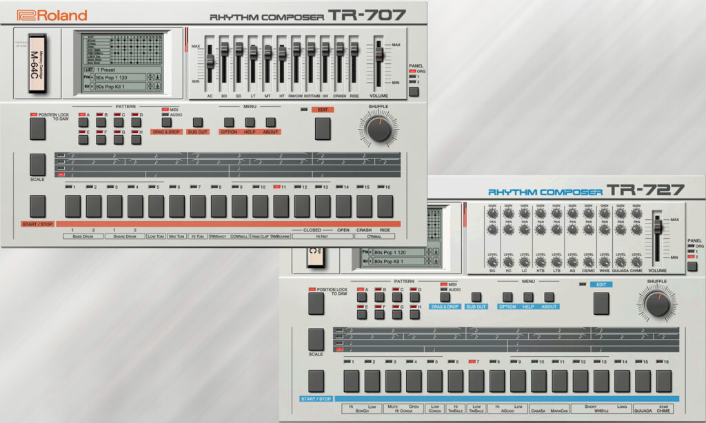 Roland TR-707 und TR-727 Software Rhythm Composers (Foto: Roland)