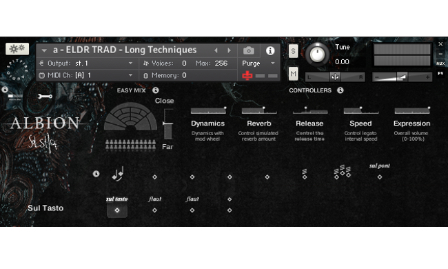 Altvertraut und stets zu klein: Spitfires Standard-GUI, hier für das Solstice Orchestra