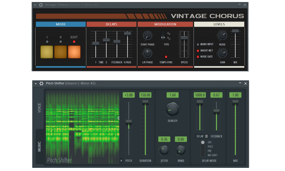 Die beiden neuen Effekte Vintage Chorus und Pitch Shifter sind der Fruity- und der Producer-Edition vorenthalten.