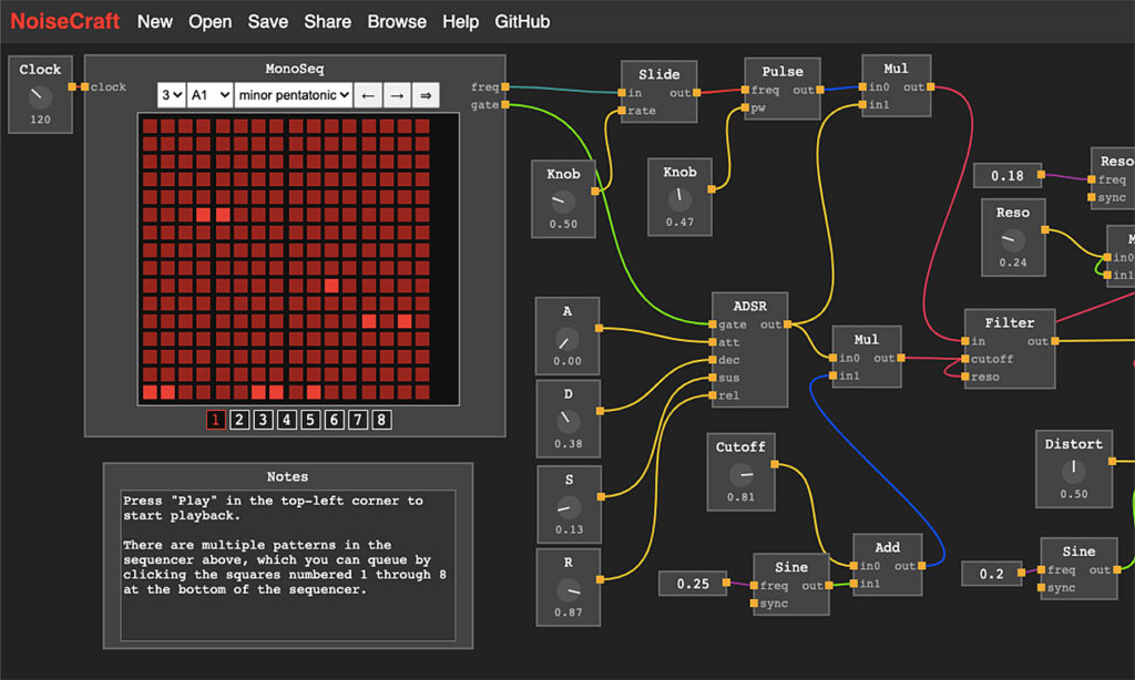 NoiseCraft Open-Source-Modular-Synthesizer im Webbrowser (Foto: GitHub)