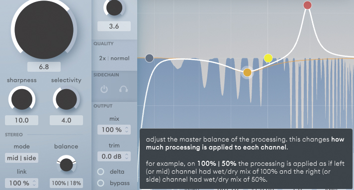 Hat man verstanden, dass in der Mitte kein EQ sondern der Fokus für den Sidechain liegt, erklärt sich der Rest von selbst. Ansonsten helfen die Overlay-Tipps.
