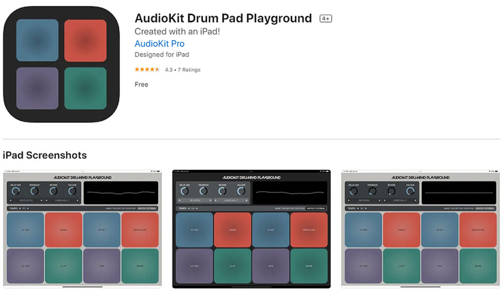 AudioKit Drum Pad Playground (Quelle: App-Store)