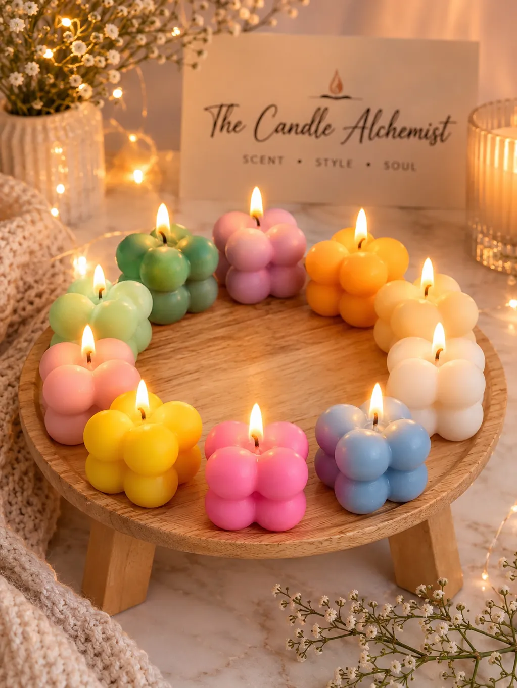 Bubble Cube Wreath — Vanilla · Berry · Candy Floss