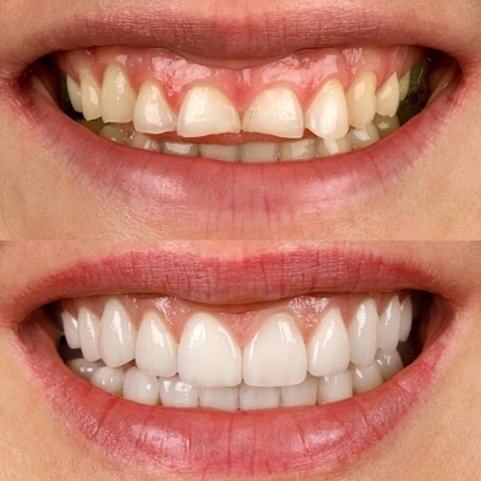 Porcelán korona előtte-utána