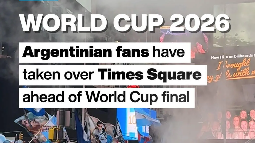 Argentina fans seize Times Square the day before Spain vs Argentina World Cup final
