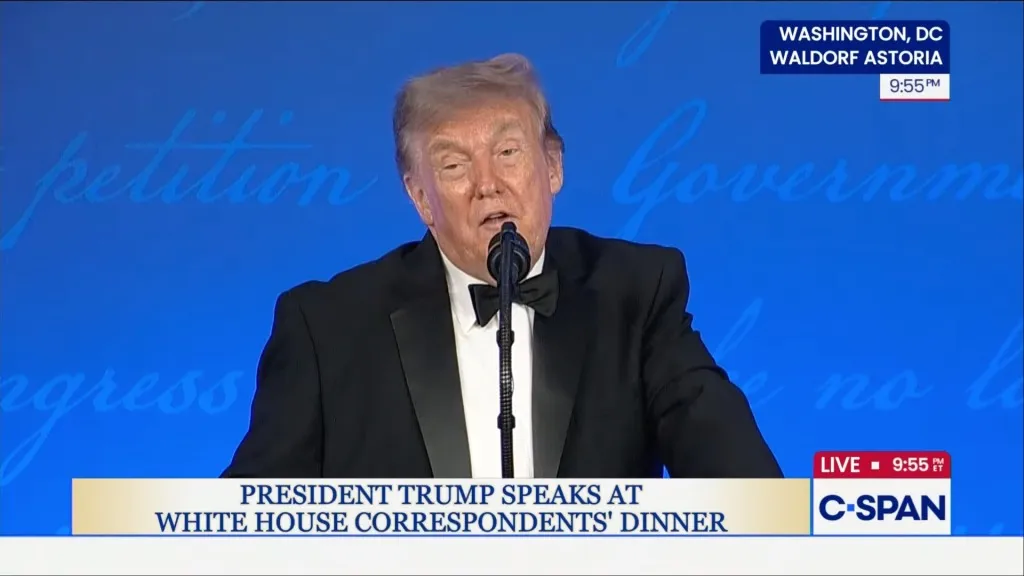 Trump bombs for a full hour at WHCD, then admits the only joke “wasn’t great laughter”
