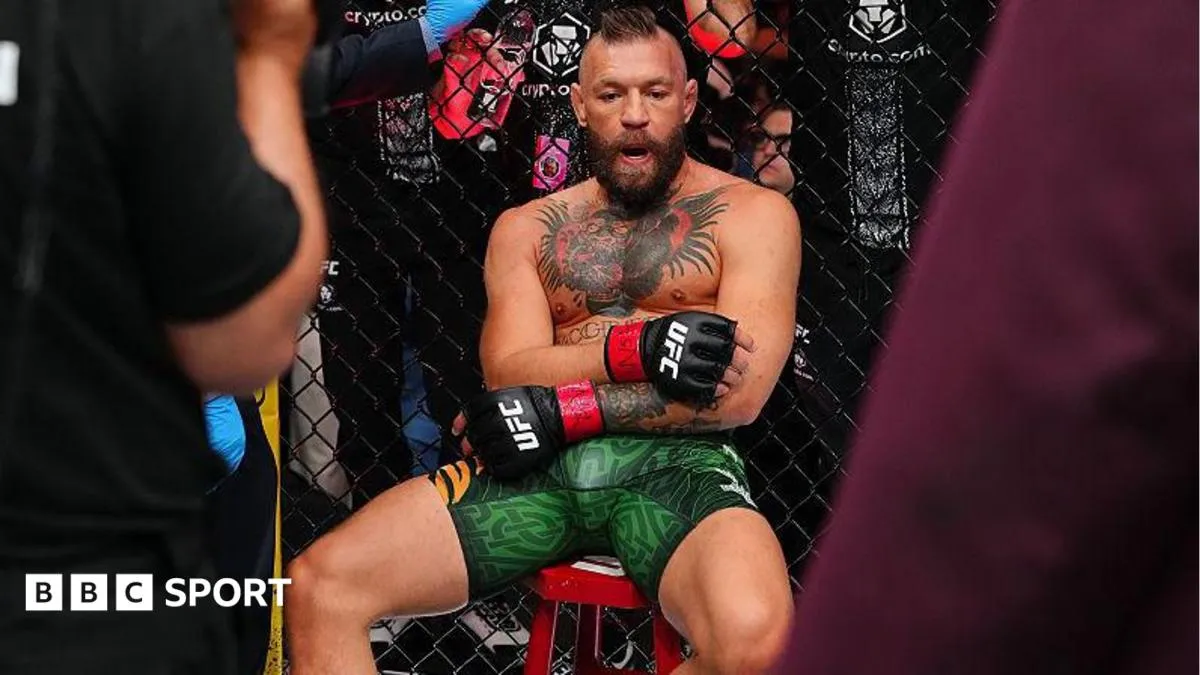 McGregor’s UFC 329 comeback ends in 69 seconds with a knee injury vs Holloway