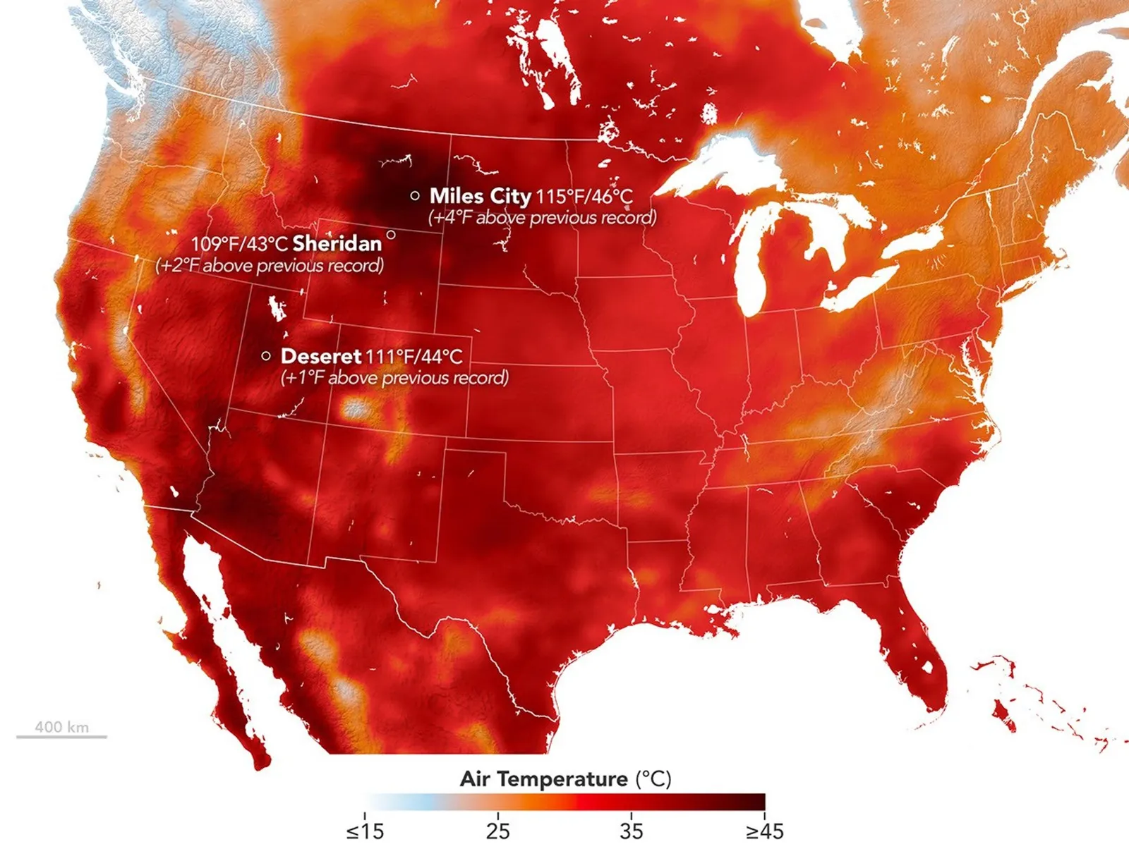 July 12 heat dome smashed Montana, Utah, Wyoming records at 45°C, then spread east