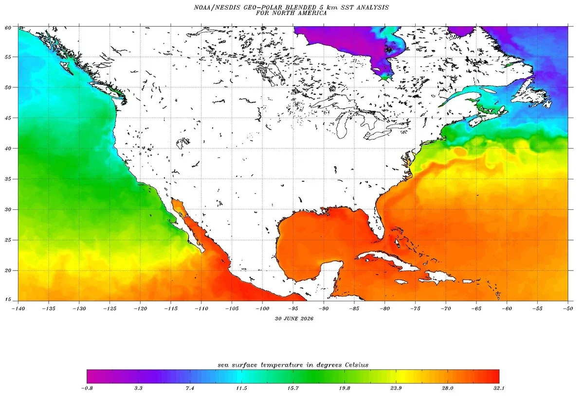 Late-June sea surface temps near 70F shatter records and push oceans into uncharted territory