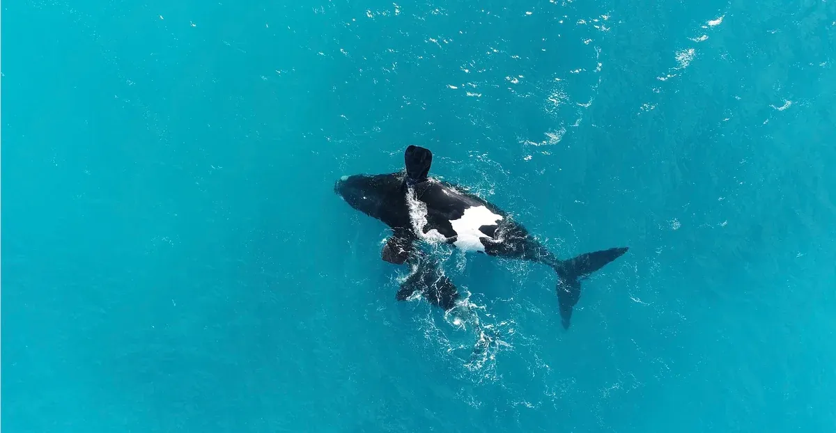Drone footage explains why southern right whales flip upside down to escape parenting