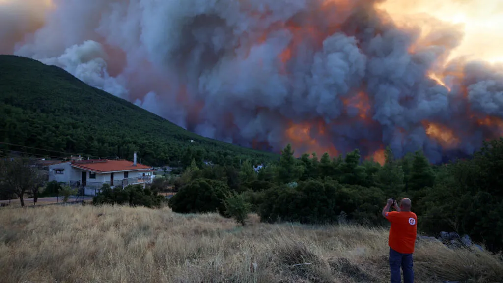 Greece wildfire chaos erupts 70km from Athens after mid-air collision kills two helicopters’ crews