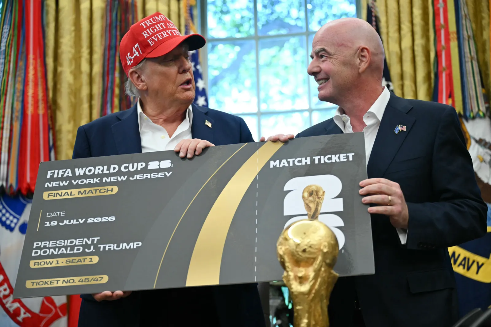 Gianni Infantino hands Trump 10 World Cup-final tickets worth $15,000 on paper