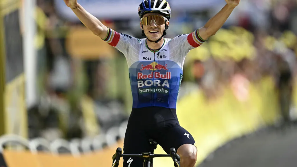 Evenepoel beats Pogacar to win Tour stage 15 after Vingegaard crashes out