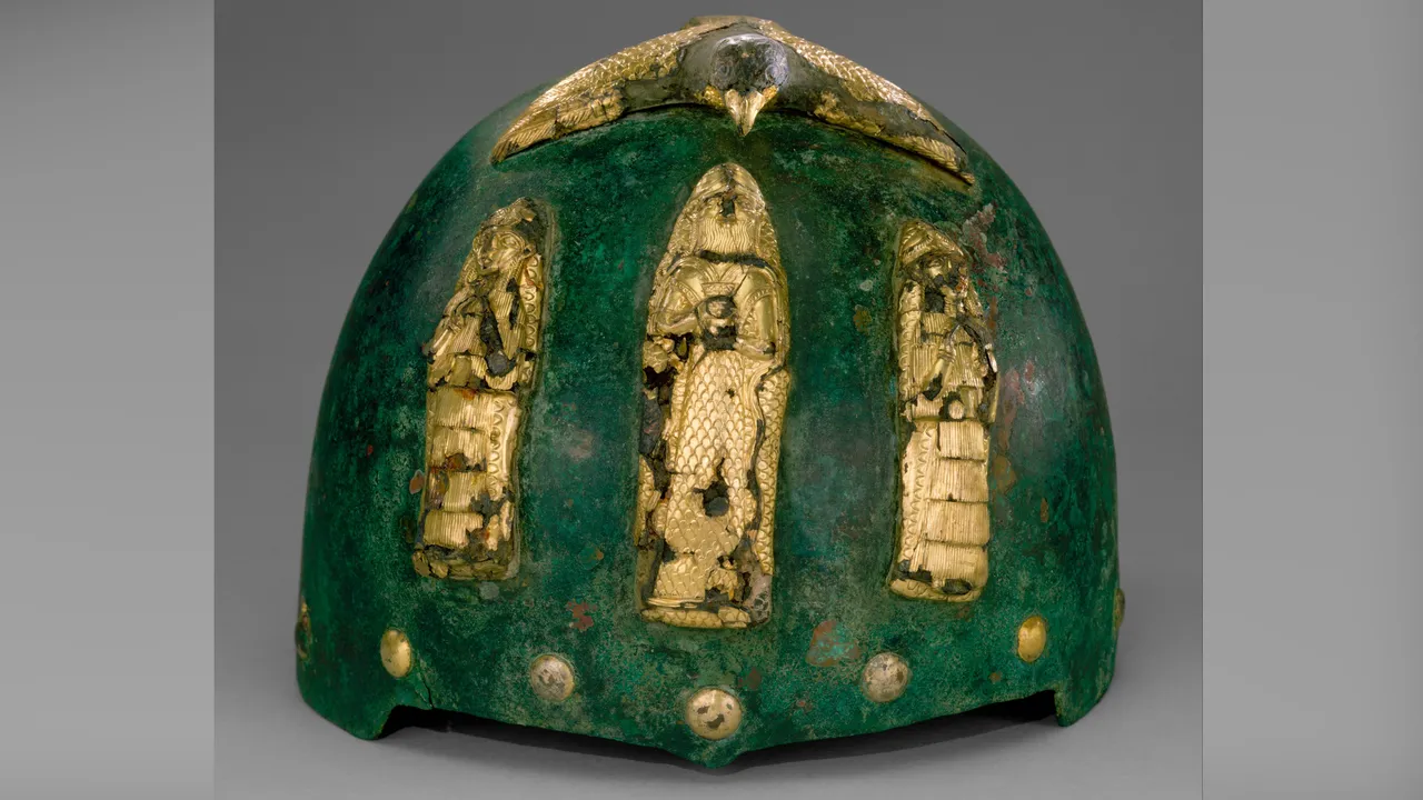 Met’s Elamite raptor helmet pairs “battle” imagery with gold-plated gods