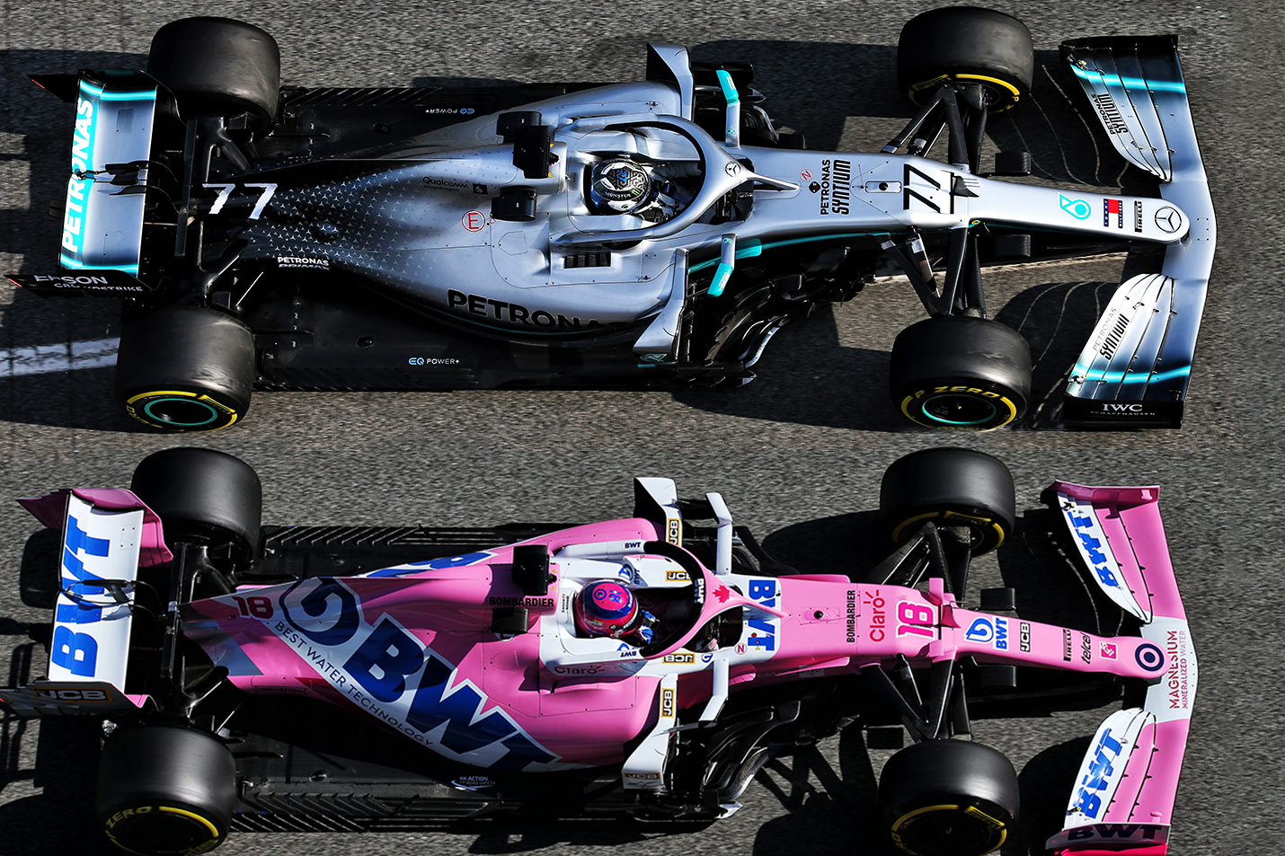 Mercedes Racing Point F1 car comparison 2020