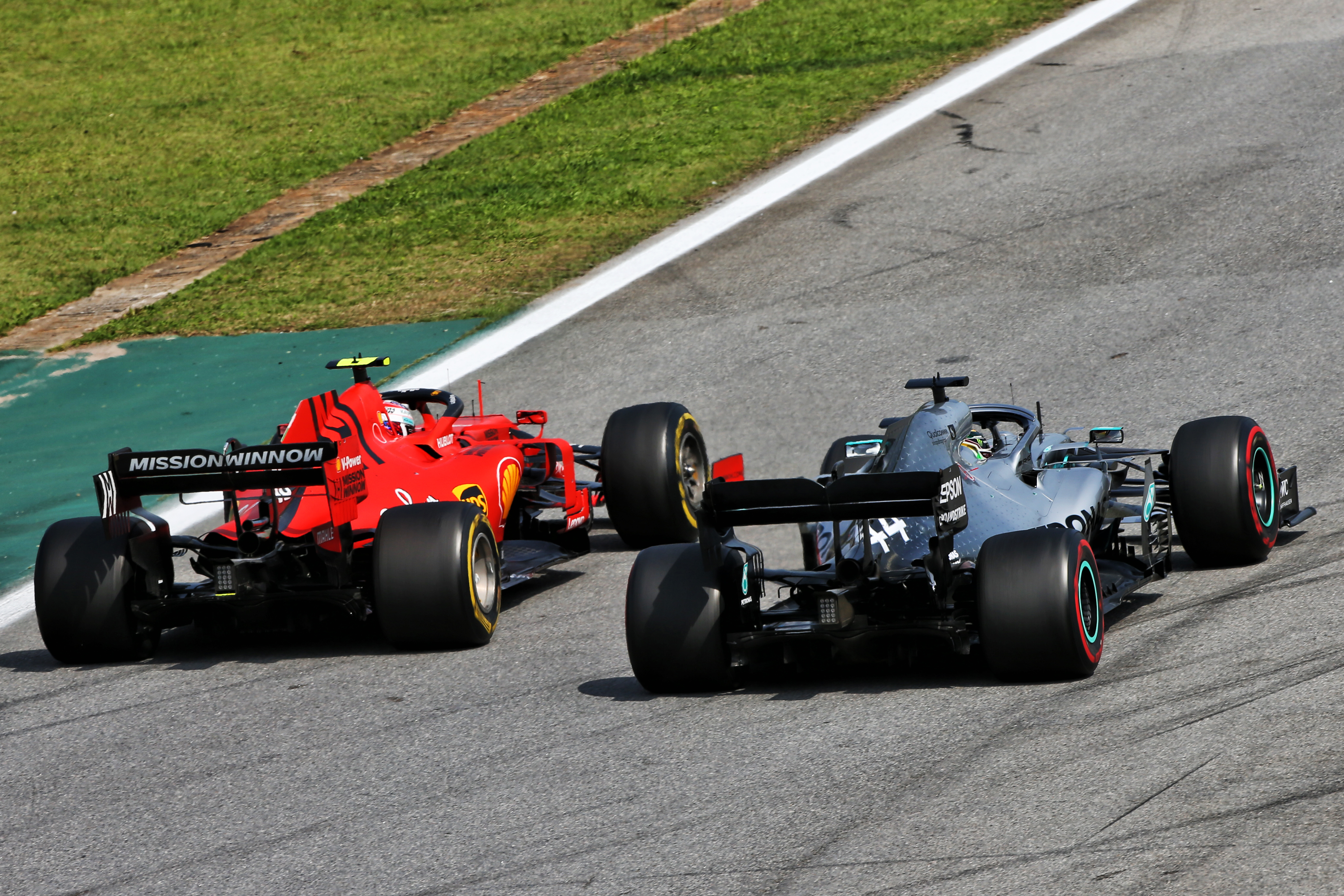 Charles Leclerc Ferrari Lewis Hamilton Mercedes Brazilian Grand Prix 2019 Interlagos