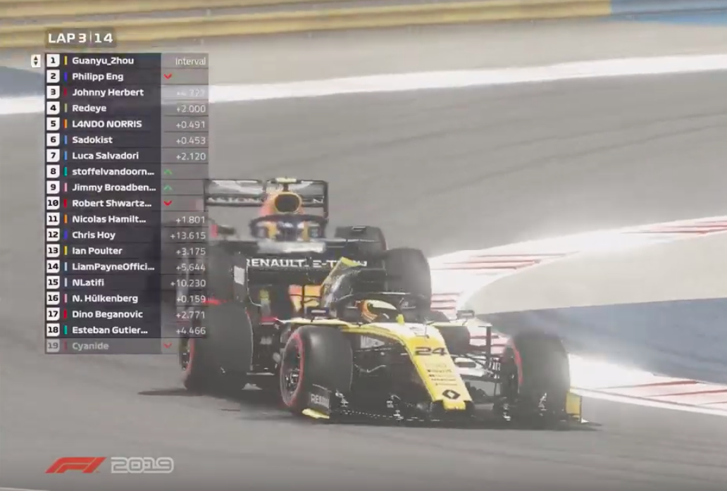 Zhou F1 Esports Bahrain 2020