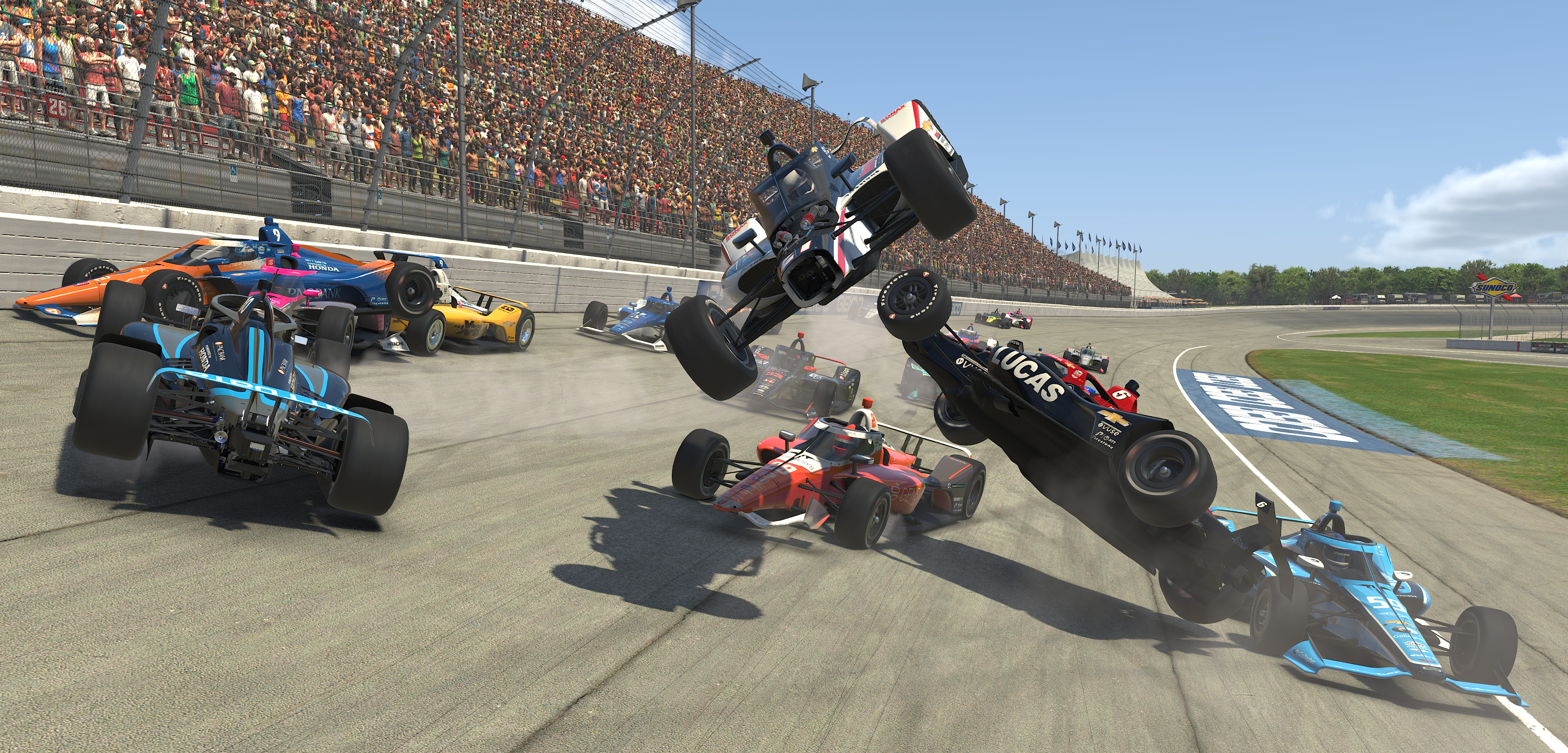 Michigan IndyCar iRacing Challenge crash