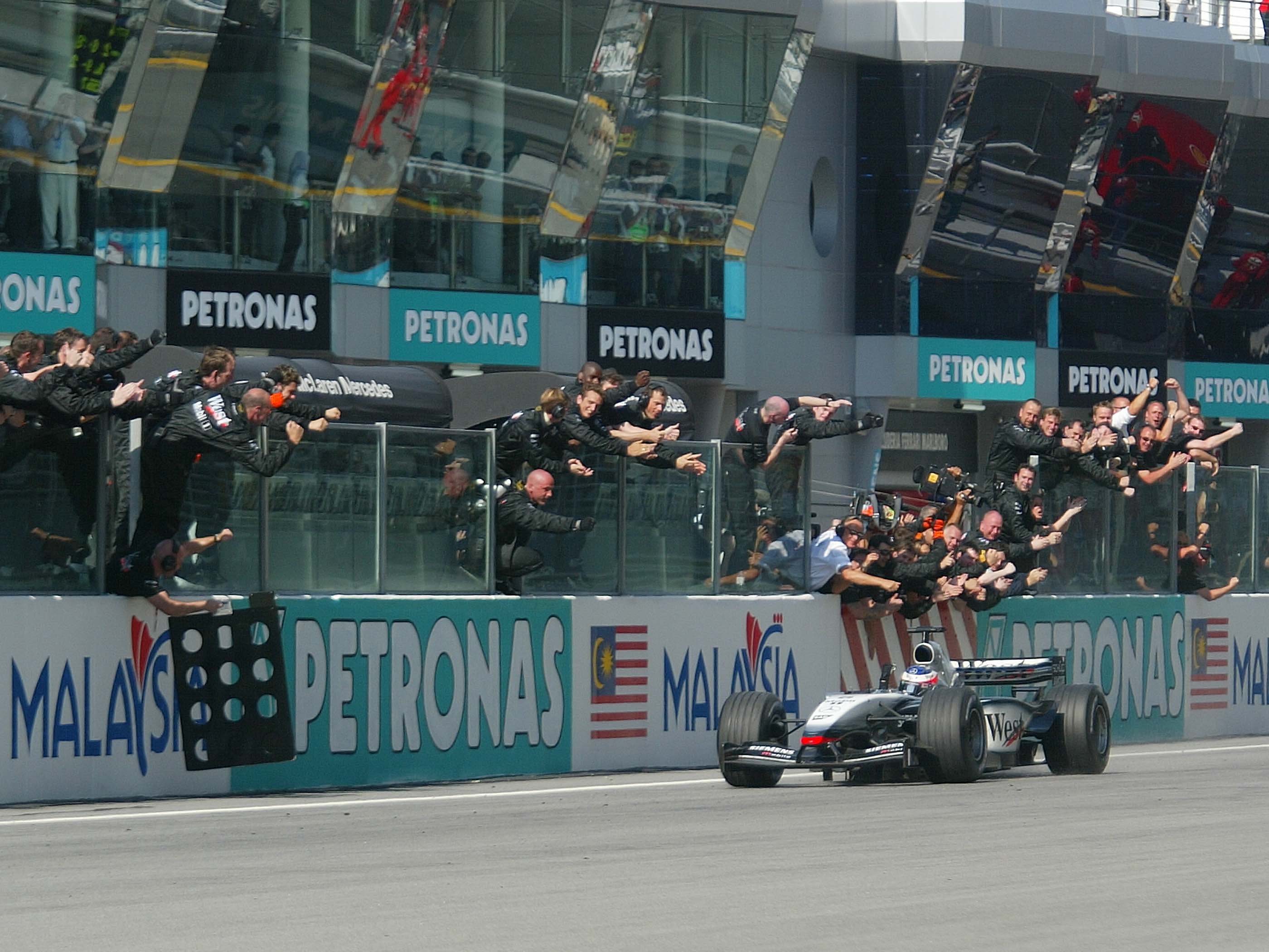 Kimi Raikkonen McLaren wins 2003 Malaysian Grand Prix Sepang