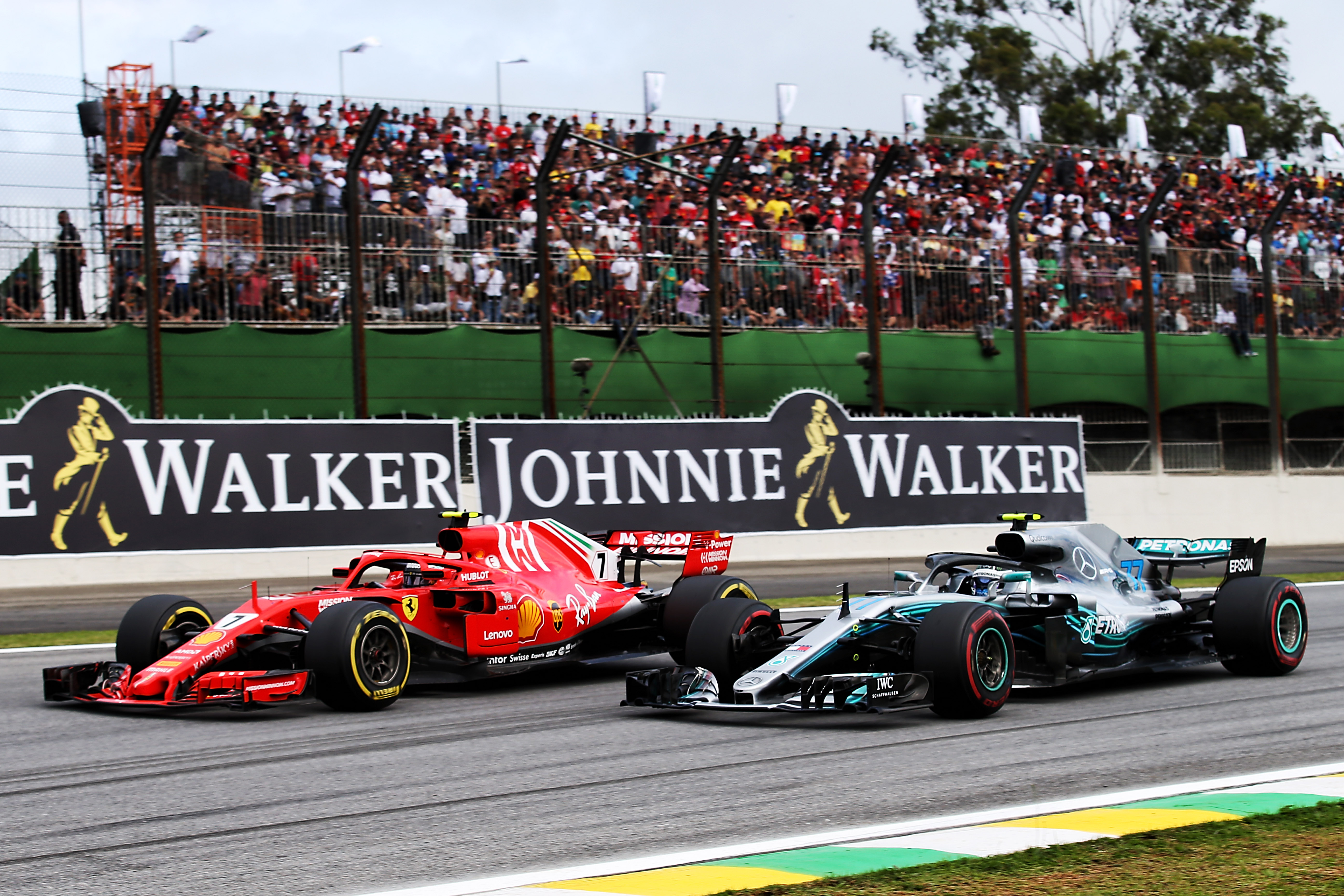 Kimi Raikkonen Ferrari Valtteri Bottas Mercedes Brazilian Grand Prix 2018 Interlagos