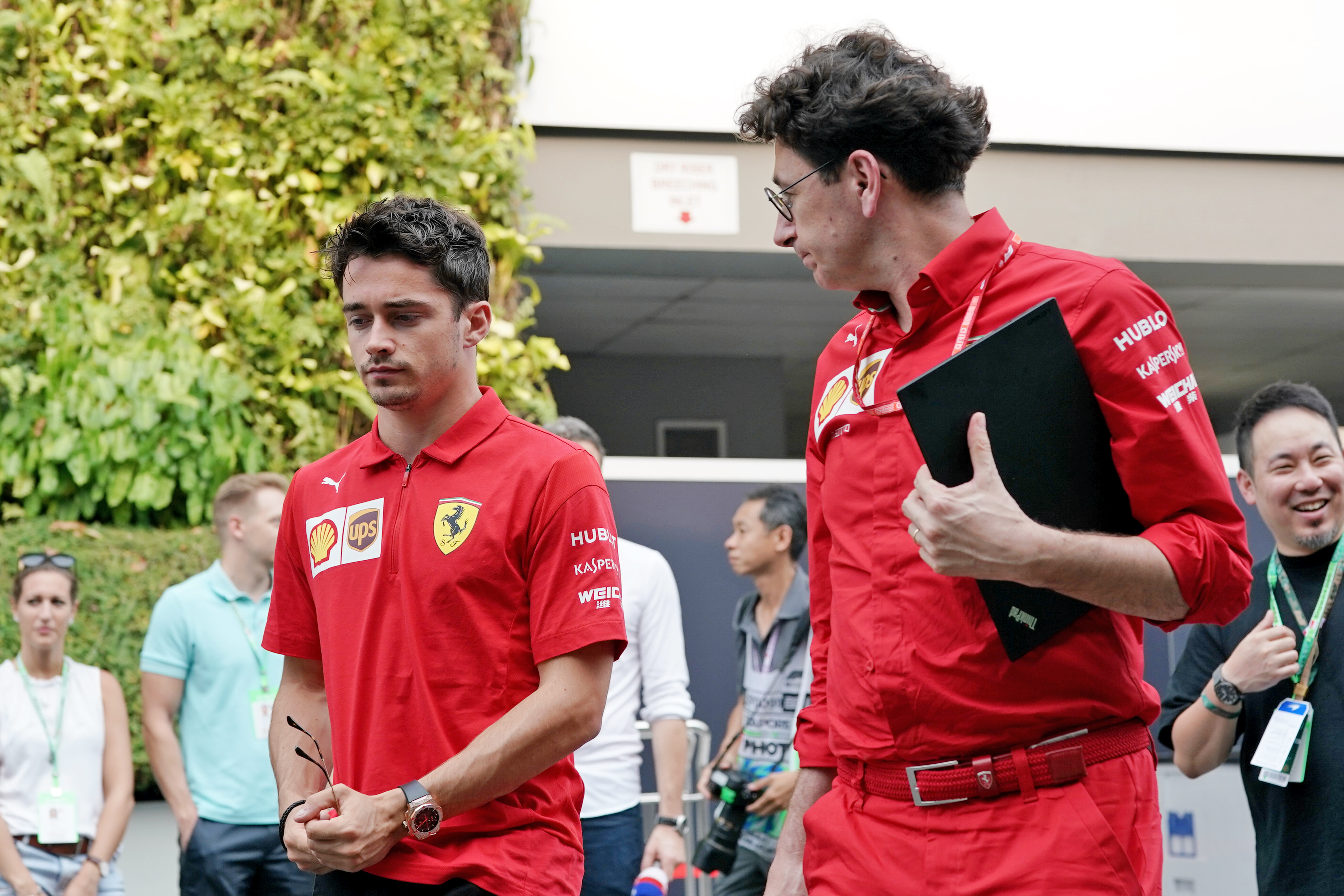 Charles Leclerc Mattia Binotto Ferrari F1 2020