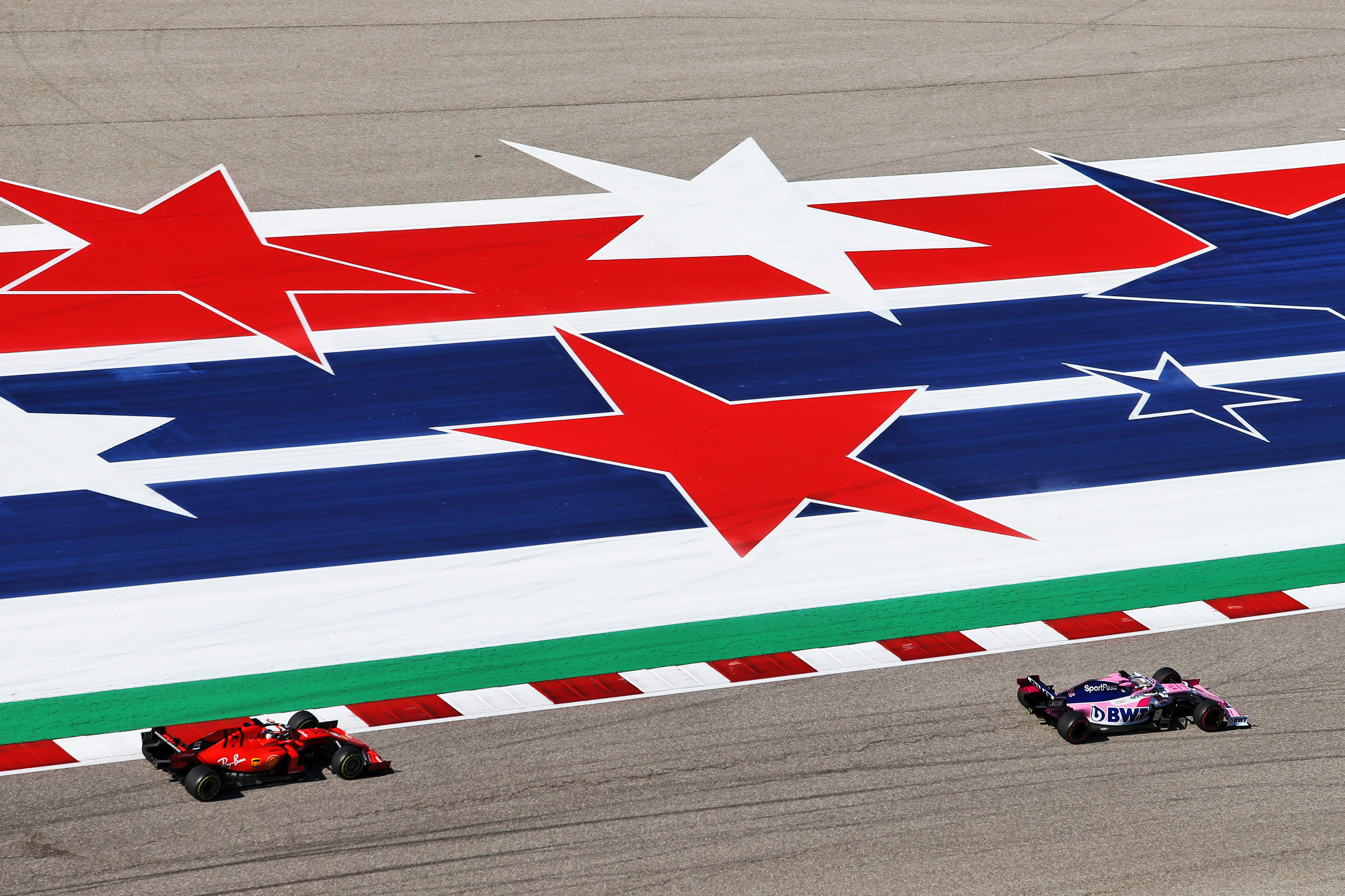 Sergio Perez Racing Point Sebastian Vettel Ferrari United States Grand Prix 2019 Austin