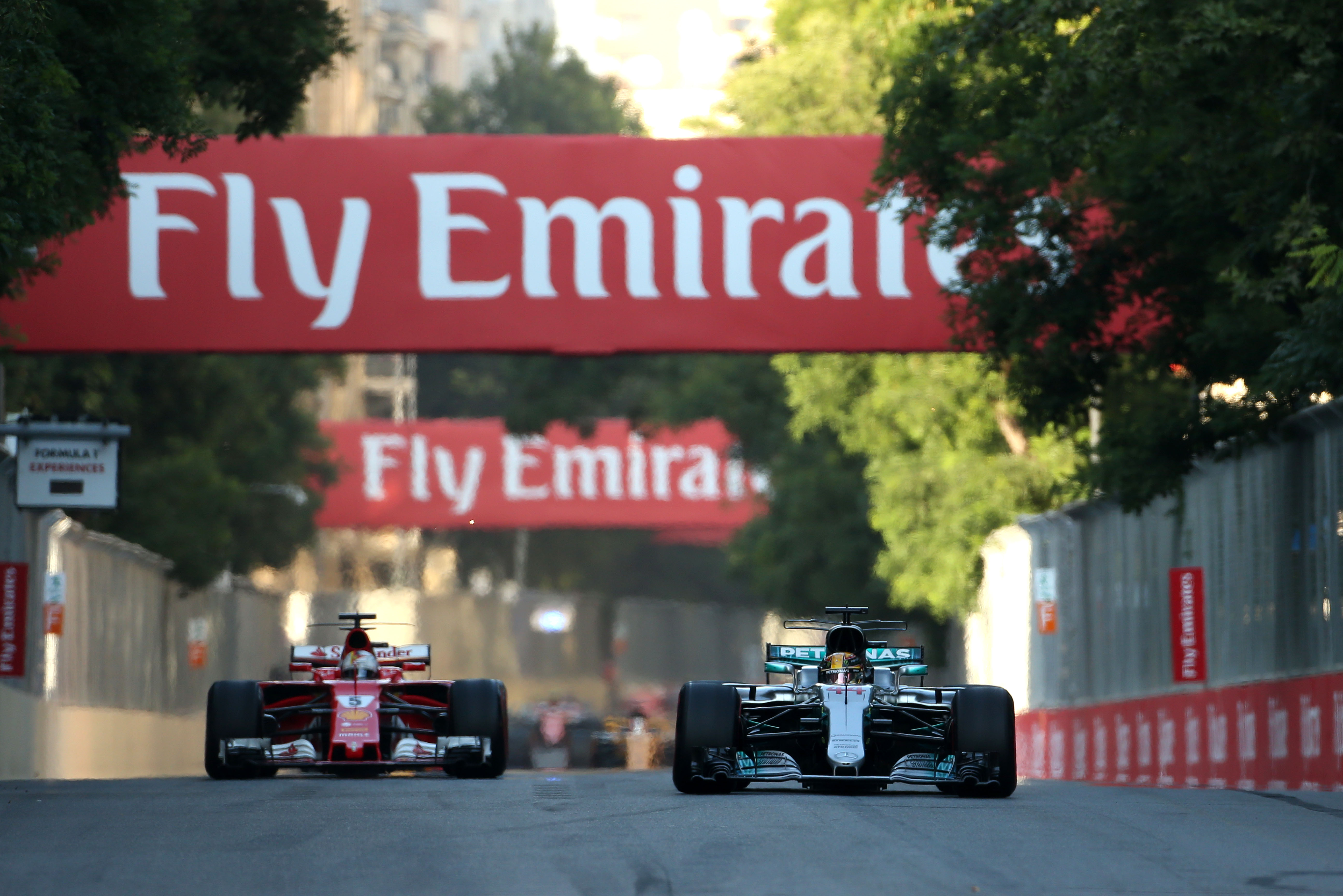 Sebastian Vettel Ferrari Lewis Hamilton Mercedes Azerbaijan Grand Prix 2017 Baku