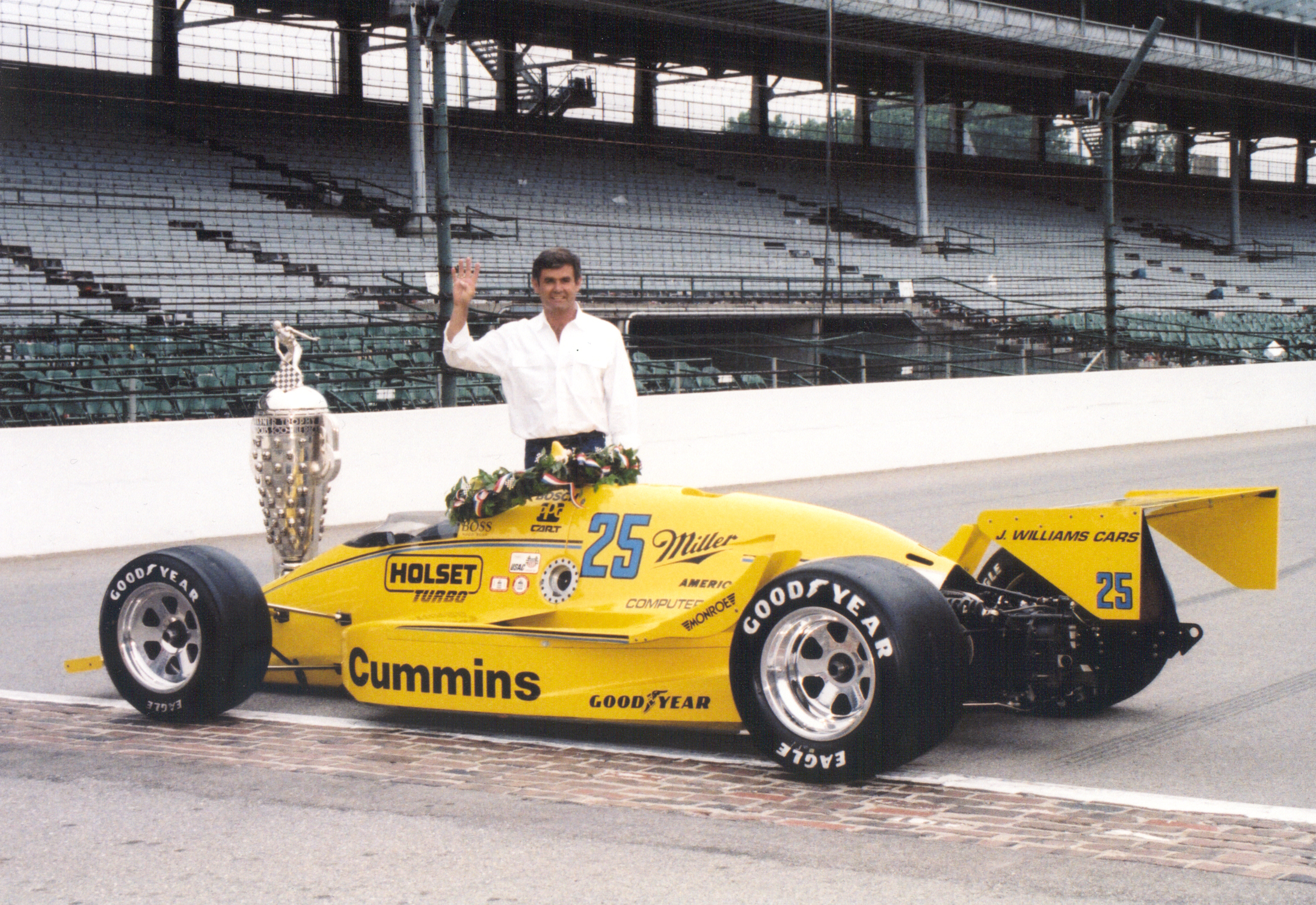 Jim Williams Cars Logo On The Penskes For Bobby Story, 1987 Indy 500 Winner Al Unser