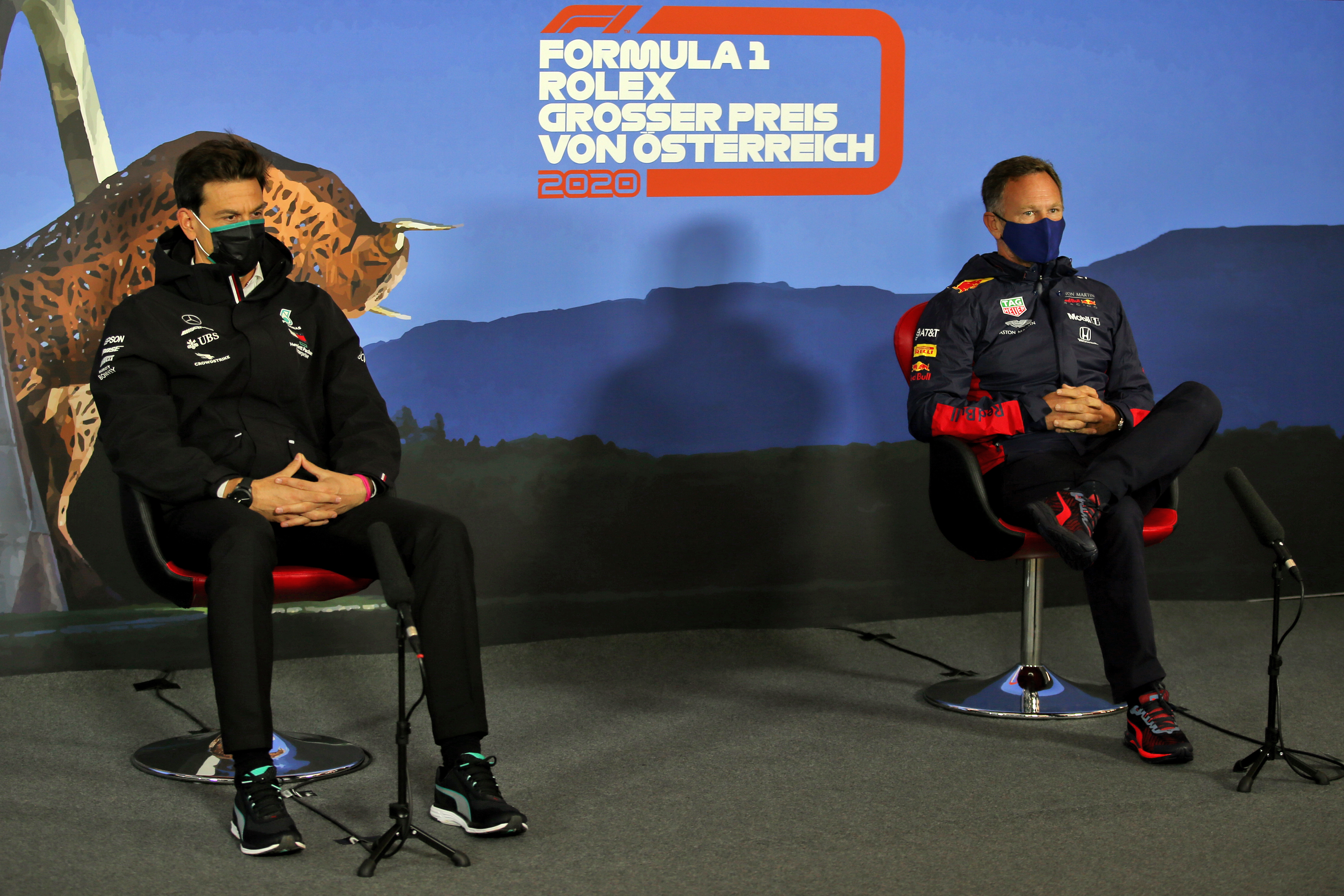 Toto Wolff Christian Horner Mercedes Red Bull F1 press conference Austria 2020 Red Bull Ring