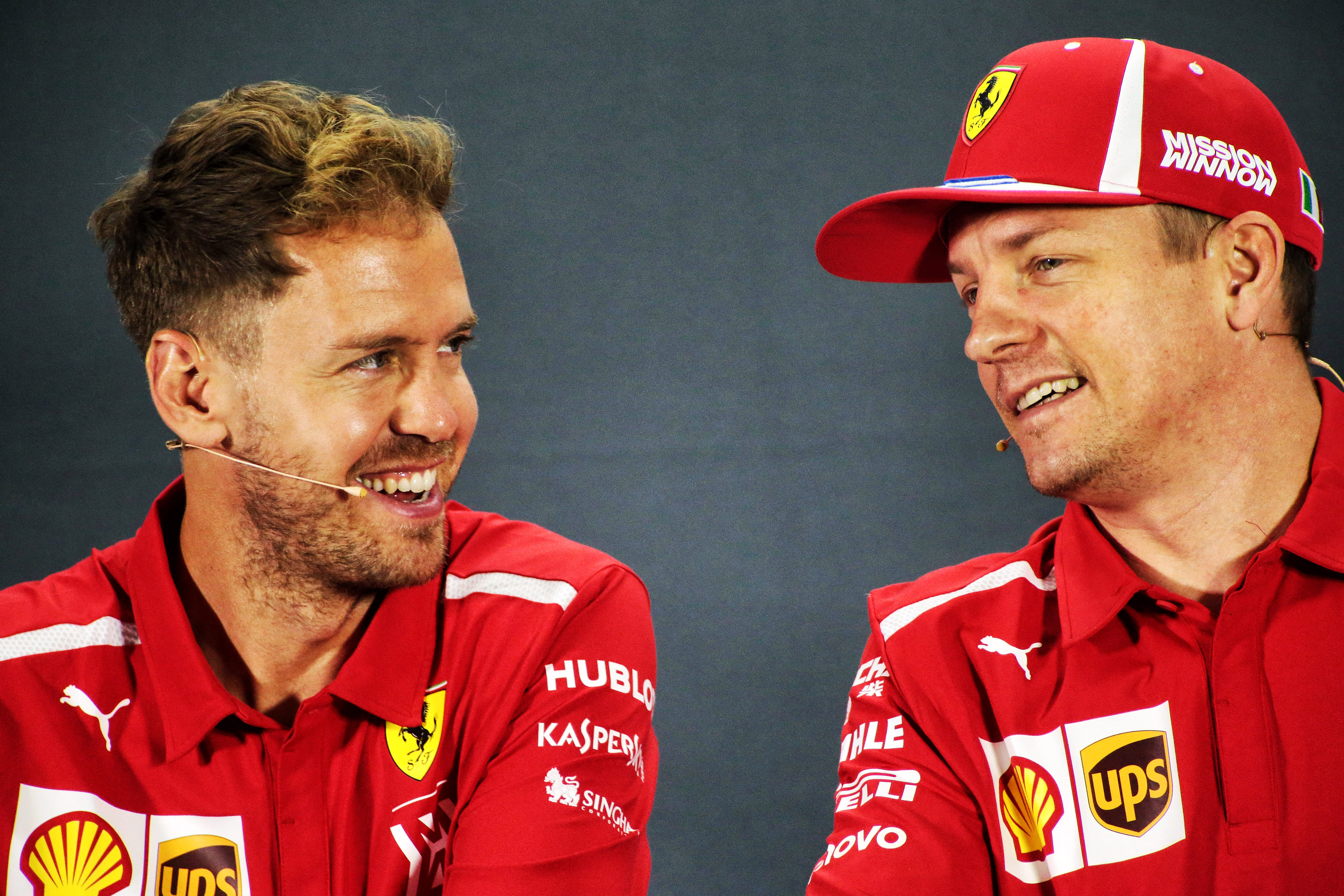 Sebastian Vettel Kimi Raikkonen Ferrari F1 2018 press conference